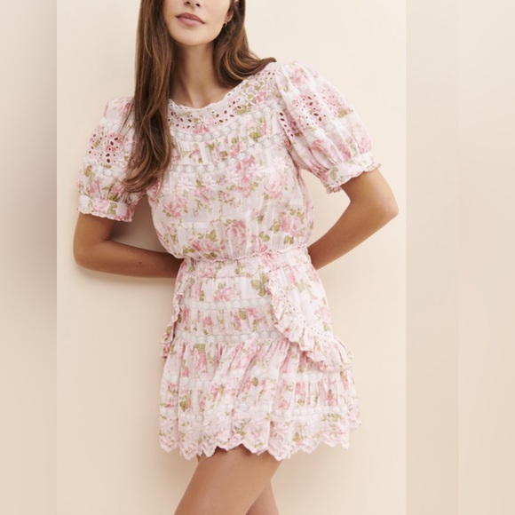 LoveShackFancy Augustine Floral Mini Dress - Picture 1 of 4
